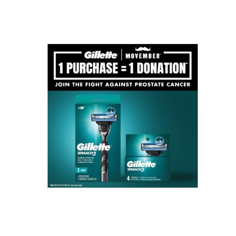 Gillette Mach3 Razor for Men, 1 Razor Handle + 2 Blade Refills - Picture 4 of 10